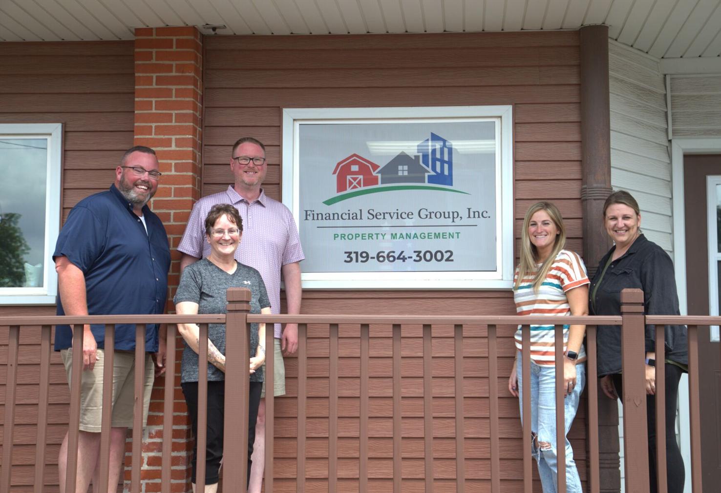 The Financial Service Group team outside the North English, Iowa office